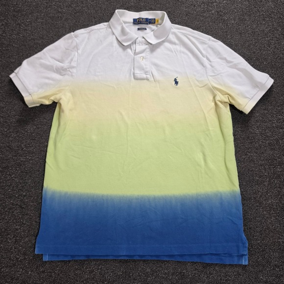 Polo Ralph Lauren Other - Polo Ralph Lauren Polo Shirt Mens M White Yellow Blue Ombre Dip Dye Classic Fit